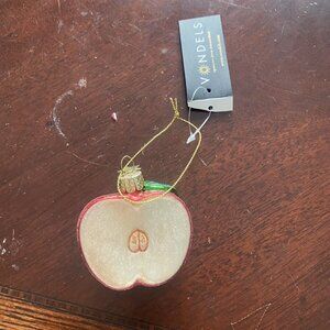 NEW WITH TAGS  Amsterdam Glass Gillette Half Apple Christmas Ornament NWT